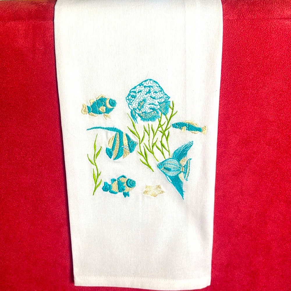Fish in the Sea Embroidered Hand Towel